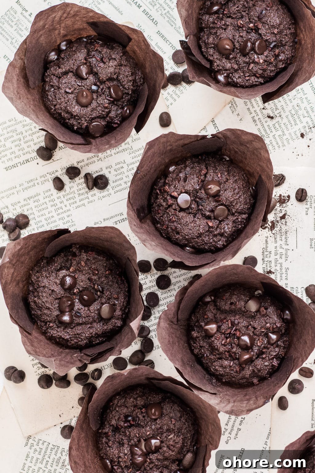 Keto chocolate espresso muffins with rich cocoa flavor, a gluten-free breakfast idea for low-carb and non-egg breakfast lovers. The image intended to show an example of keto muffin recipes you can make on a carb restricted diet. 