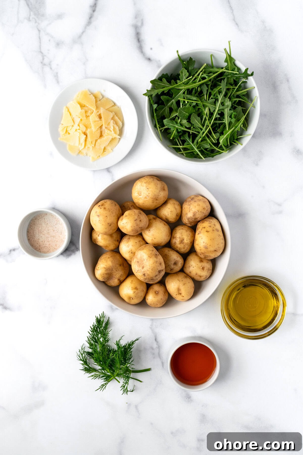 Arugula Potato Salad Ingredients.