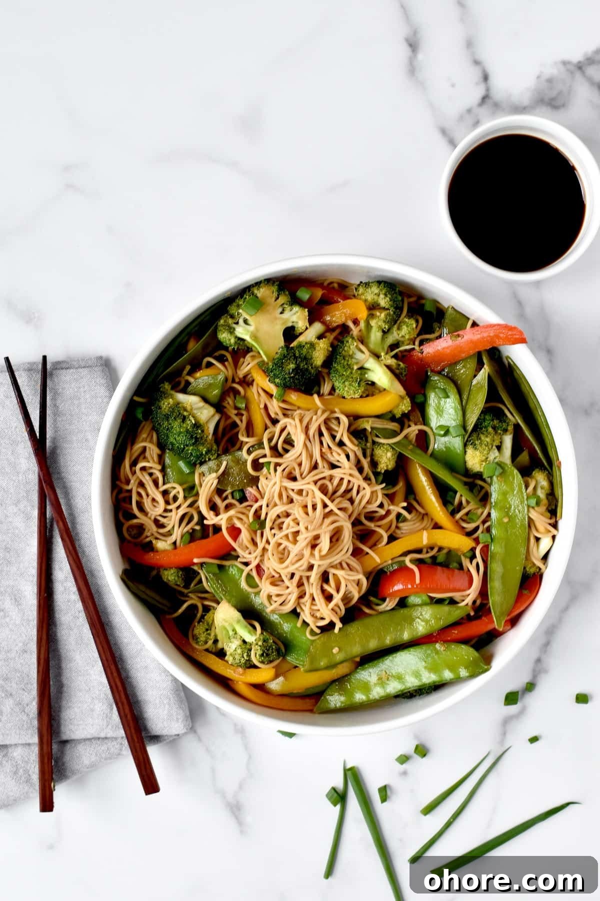 veggie brown rice noodle stir fry
