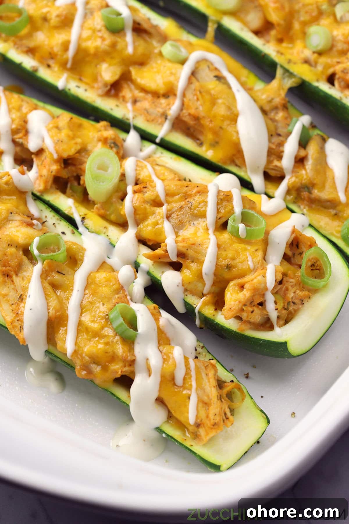 buffalo chicken zucchini boats
