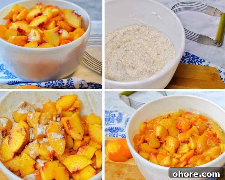 Rustic Peach Slab Pie Recipe for Serving a Crowd 4 Process Pic making Peach Filling