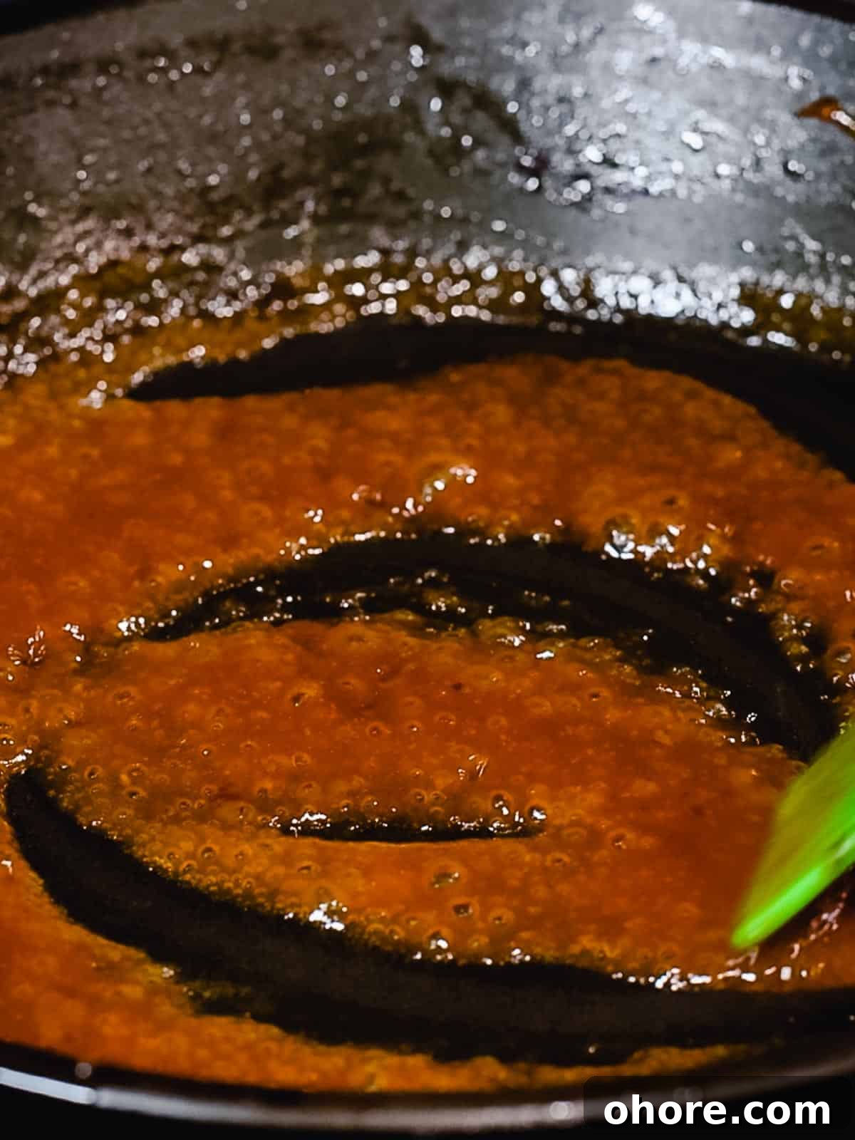 Japanese Hambagu (Hamburger Steak) Recipe — Authentic Pan-Fried Steak 12 Sauce for hamburg steak reducing in a pan.